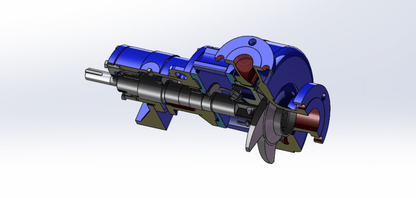 Cutaway Centrifugal Pump Half-Section Structure