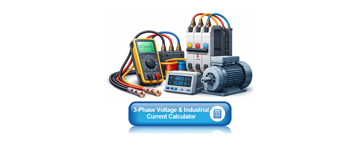 3-Phase Voltage & Industrial Current Calculator